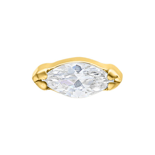 Goldener Aufsatz mit klarem Marquise-Kristall für Piercings, 0,8 mm