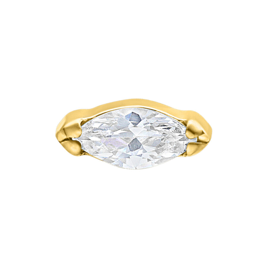 Goldener Aufsatz mit klarem Marquise-Kristall für Piercings, 0,8 mm