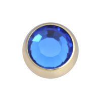 Aufsatz Gold mit Dunkelblauem Kristall 4,0 mm Goldener Piercingaufsatz mit dunkelblauem Kristall, 4,0 mm Größe