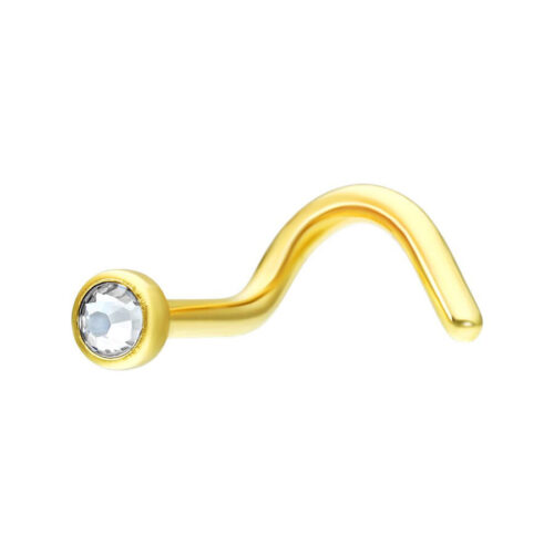 Goldener Nasenstecker mit klarer Kristallspitze auf weißem Hintergrund