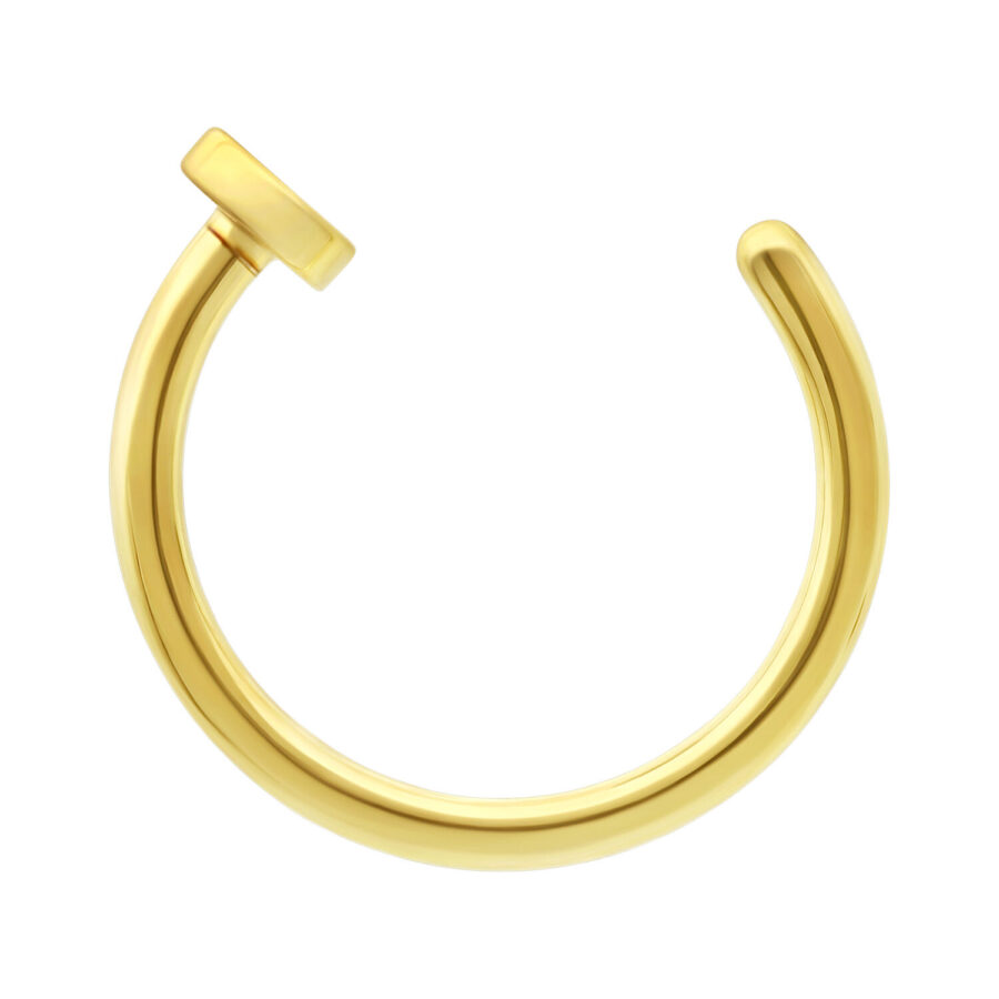 Goldener Nasenring aus Titan mit offenem Design auf weißem Hintergrund