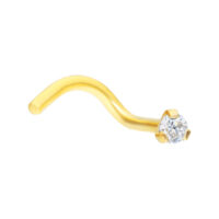 Goldener Nasenstecker mit Kristall Goldener Nasenstecker aus Titan mit klarem Kristall auf weißem Hintergrund