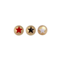 Goldene Piercing-Aufsätze mit Sternen Drei goldene Titan-Piercing-Aufsätze mit roten, schwarzen und weißen Sternen