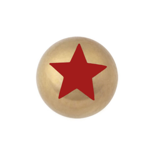 Goldener Piercing-Aufsatz mit rotem Stern auf weißem Hintergrund