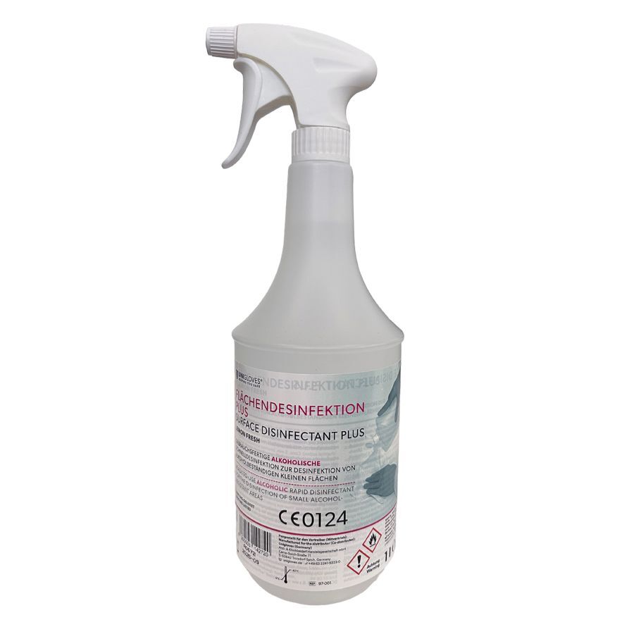 Wildcat Lemon Fresh Flächendesinfektion 1L Sprühflasche mit Wischdesinfektion Lemon Fresh auf weißem Hintergrund