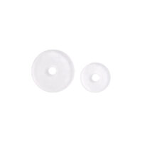 Transparente Silikon Discs für Piercings Zwei transparente Silikon Discs auf weißem Hintergrund, große und kleine Größe