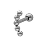 Ball Curve Ohr Barbell aus Titan Silberner Ohr Barbell mit gebogenen Kugeln aus Titan vor weißem Hintergrund