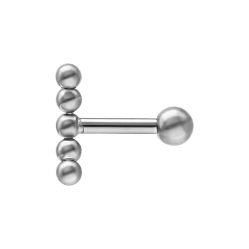 Silberner Titan Ohr Barbell mit Kugel auf weißem Hintergrund