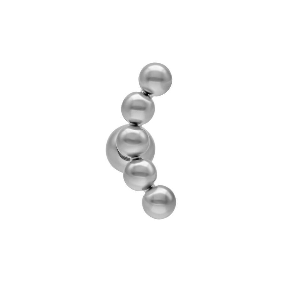 Silberner Ball Curve Ohrbarbell aus Titan Silberner Ohrbarbell mit fünf Kugeln auf weißem Hintergrund