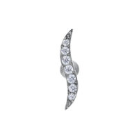 Silberner Crystal Wave Earbarbell aus Titan Silberner Earbarbell aus Titan mit Kristallen auf weißem Hintergrund