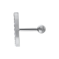 Silberner Crystal Wave Ohr Barbell Silberner Ohr Barbell mit Kristallen auf weißem Hintergrund