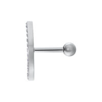 Silberner Ohr Barbell mit Kristallbogen Silberner Ohr Barbell mit Kristallverzierung auf weißem Hintergrund