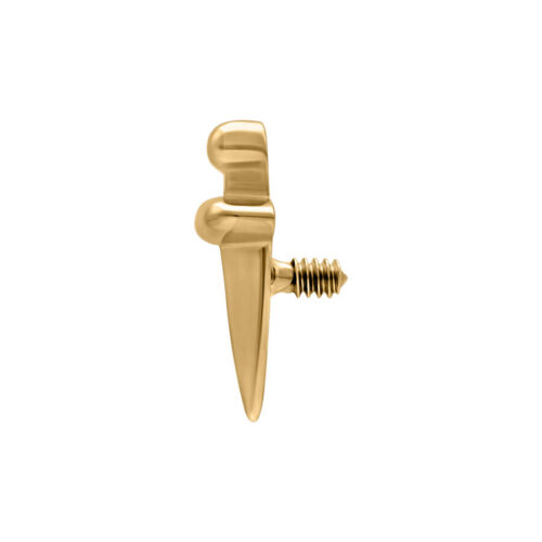 Goldener Piercingaufsatz in Dolchform mit Außengewinde, 0,8 mm