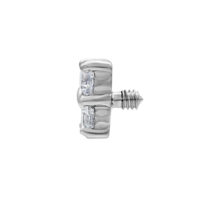 Silberner Kristallaufsatz 0,8 mm Silberner Piercingaufsatz mit klaren Kristallen und Außengewinde, Studiohintergrund