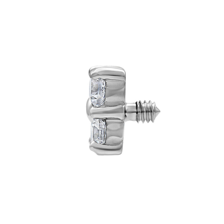 Silberner Kristallaufsatz 0,8 mm Silberner Piercingaufsatz mit klaren Kristallen und Außengewinde, Studiohintergrund