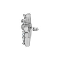 Silberner Bienenaufsatz mit Kristallen, 0,8 mm Silberner Bienenaufsatz aus Chirurgenstahl mit Kristallen, Gewindedurchmesser 0,8 mm