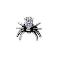 Silberner Spider-Aufsatz mit Kristall 0,8 mm Silberner Spider-Aufsatz aus Chirurgenstahl mit klarem Kristall, 0,8 mm Gewinde