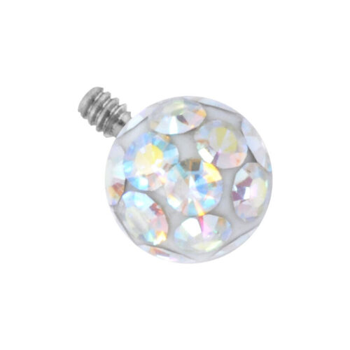Silberner Aufsatz mit Aurora Boreale Kristallen, 3 mm Kugel
