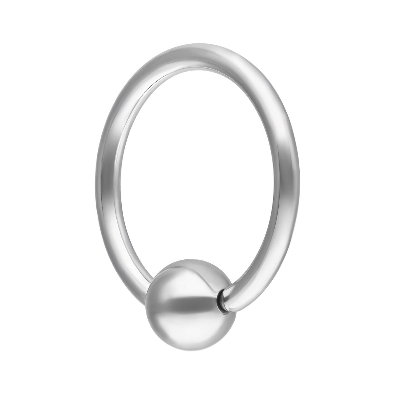 Silberner Implantation Ball Closure Ring aus Stahl Silberner Ball Closure Ring aus Chirurgenstahl auf weißem Hintergrund