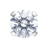 Prong Set Aufsatz Kristallklar Silber Kristallklarer Prong Set Aufsatz mit silberfarbenen Metallklammern auf weißem Hintergrund