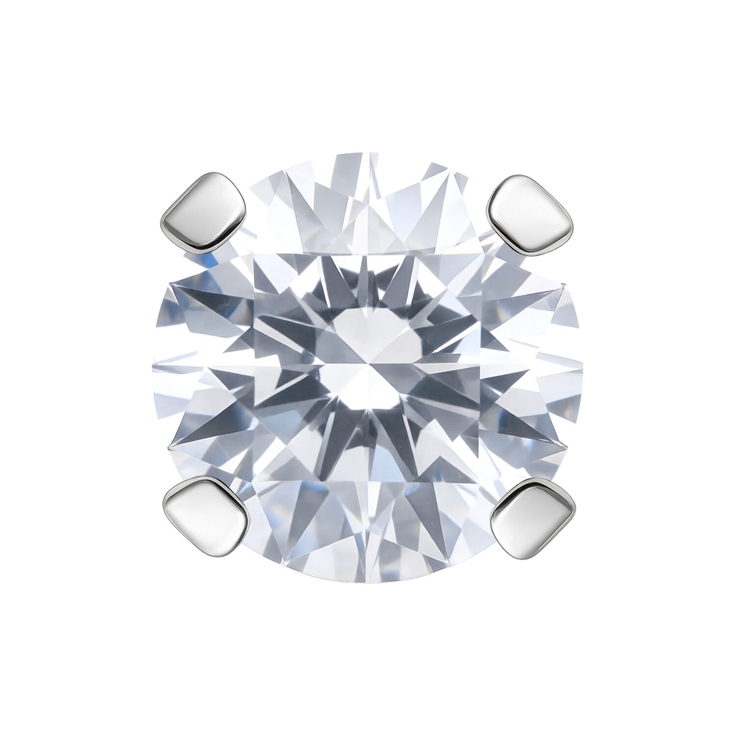 Prong Set Aufsatz Kristallklar Silber Kristallklarer Prong Set Aufsatz mit silberfarbenen Metallklammern auf weißem Hintergrund