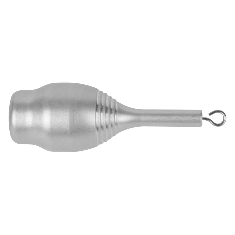 Silberner Teardrop Griff von Wildcat Silberner Teardrop Griff mit Haken auf weißem Hintergrund