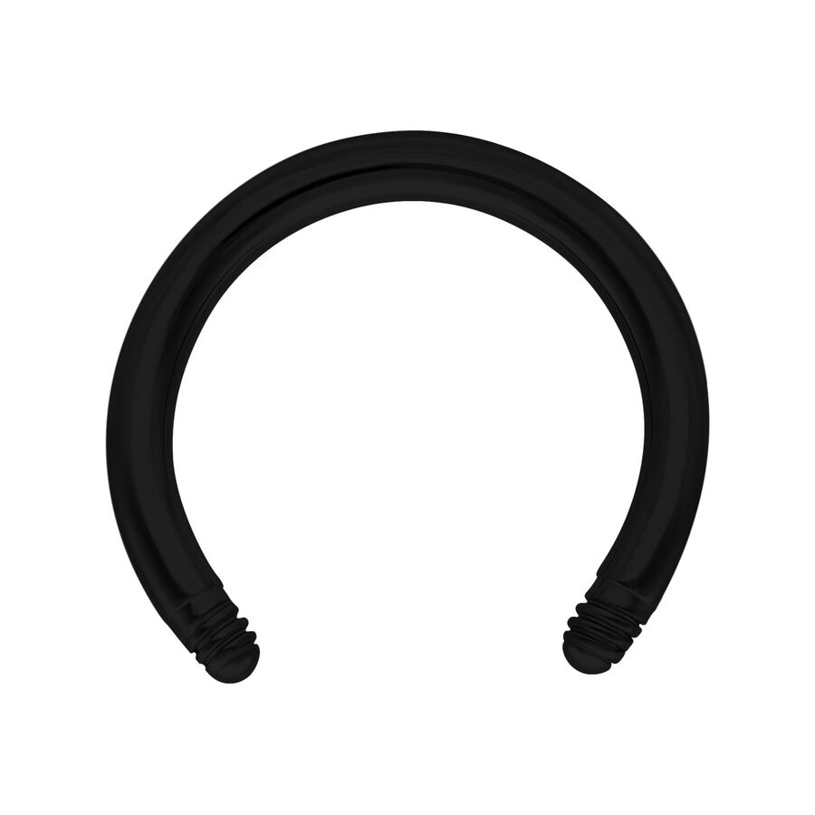 Schwarzer Titan Circular Barbell 1,2 mm Schwarzer Circular Barbell aus Titan mit Außengewinde auf weißem Hintergrund