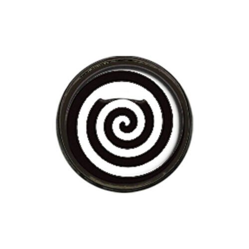 Runder Aufsatz mit schwarzer Spirale auf weißem Hintergrund