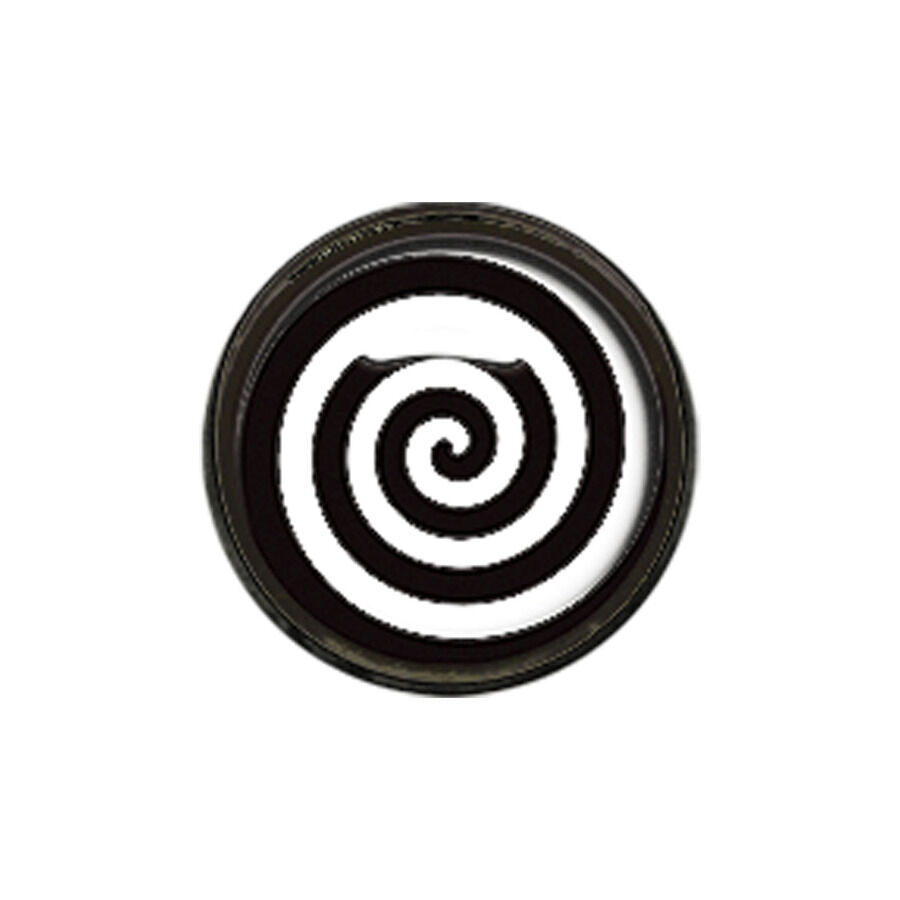 Runder Aufsatz mit schwarzer Spirale auf weißem Hintergrund