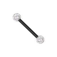 Titan Barbell mit klaren Kristallen, 8mm Schwarzer Titan Barbell mit klaren Kristallen, 1,2 mm Stärke, 8,0 mm Länge
