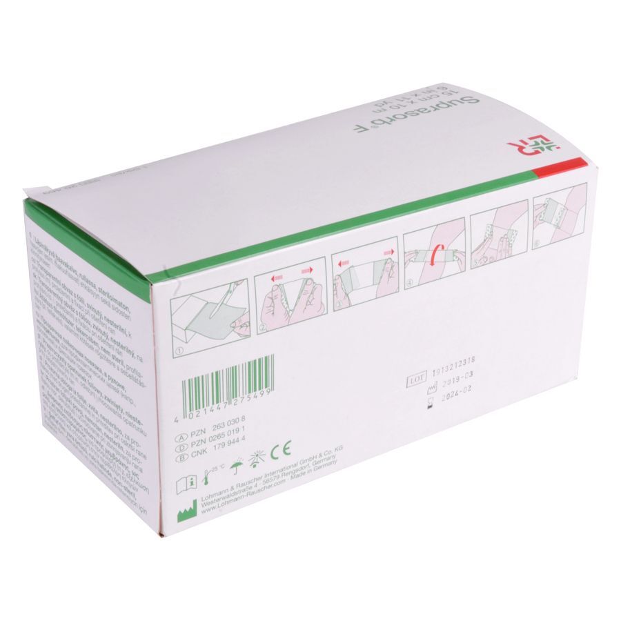 Suprasorb® Folienverband in Verpackung Verpackung des Suprasorb® Folienverbands mit grüner und weißer Gestaltung