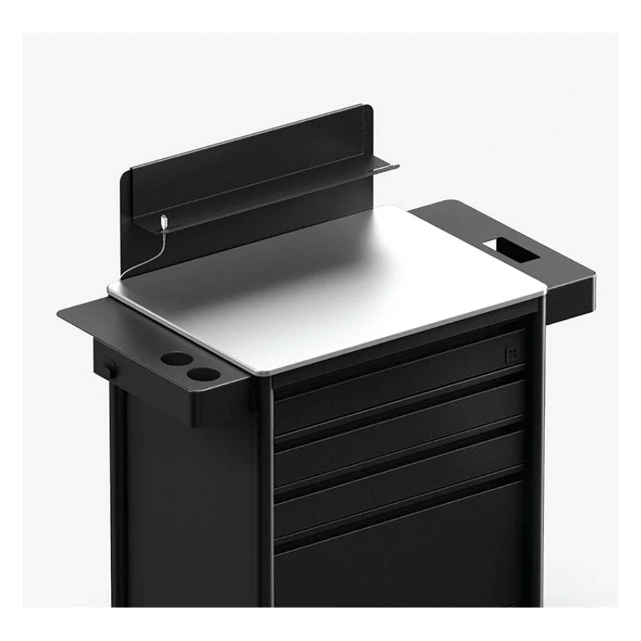 Meta Tattoo Workstation Ultimate 2.0 Schwarz Schwarze Tattoo-Workstation aus Aluminium mit Ablagefläche
