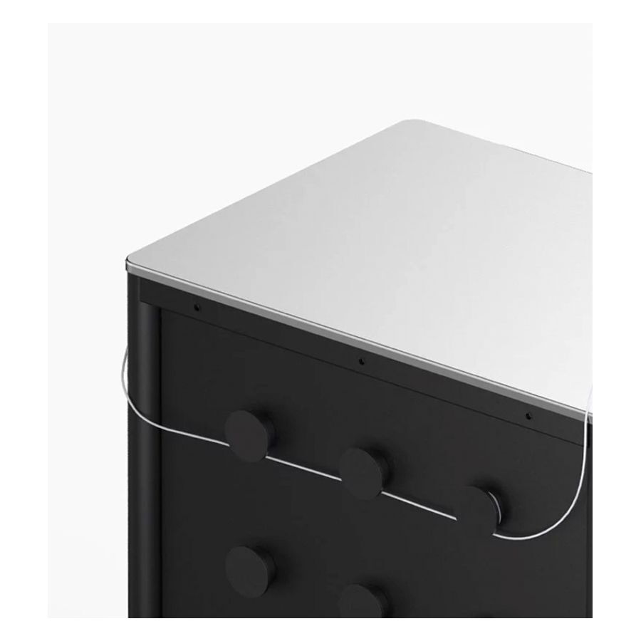 Meta Tattoo Workstation Ultimate 2.0 Schwarz Schwarze Tattoo Workstation mit Aluminiumoberfläche auf weißem Hintergrund