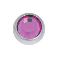Silberner Piercing-Aufsatz mit fuchsiafarbenem Kristall, 6,0 mm