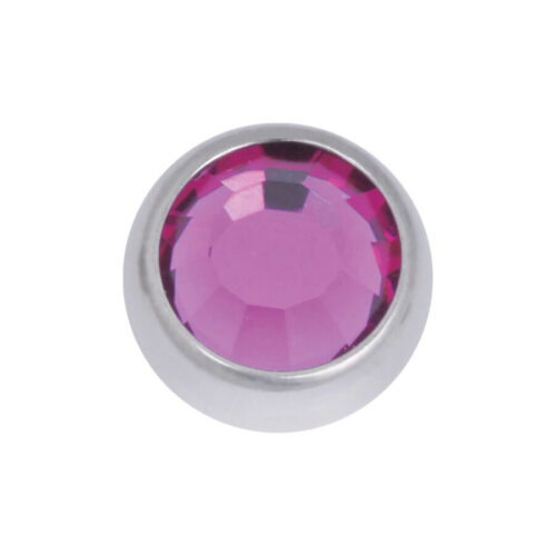 Silberner Piercing-Aufsatz mit fuchsiafarbenem Kristall, 6,0 mm