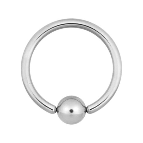 Silberner Clip in Ring aus Chirurgenstahl 316L auf weißem Hintergrund