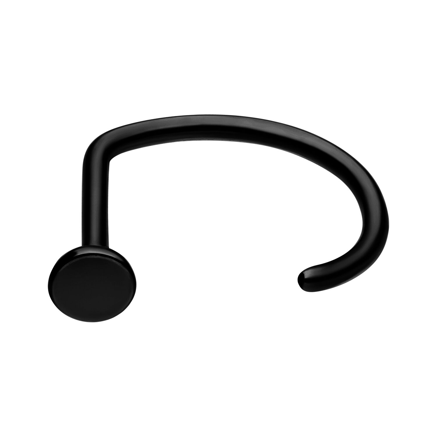Nasenstecker Titan schwarz 0,8 mm Schwarzer Titan-Nasenstecker mit 0,8 mm Stärke auf weißem Hintergrund