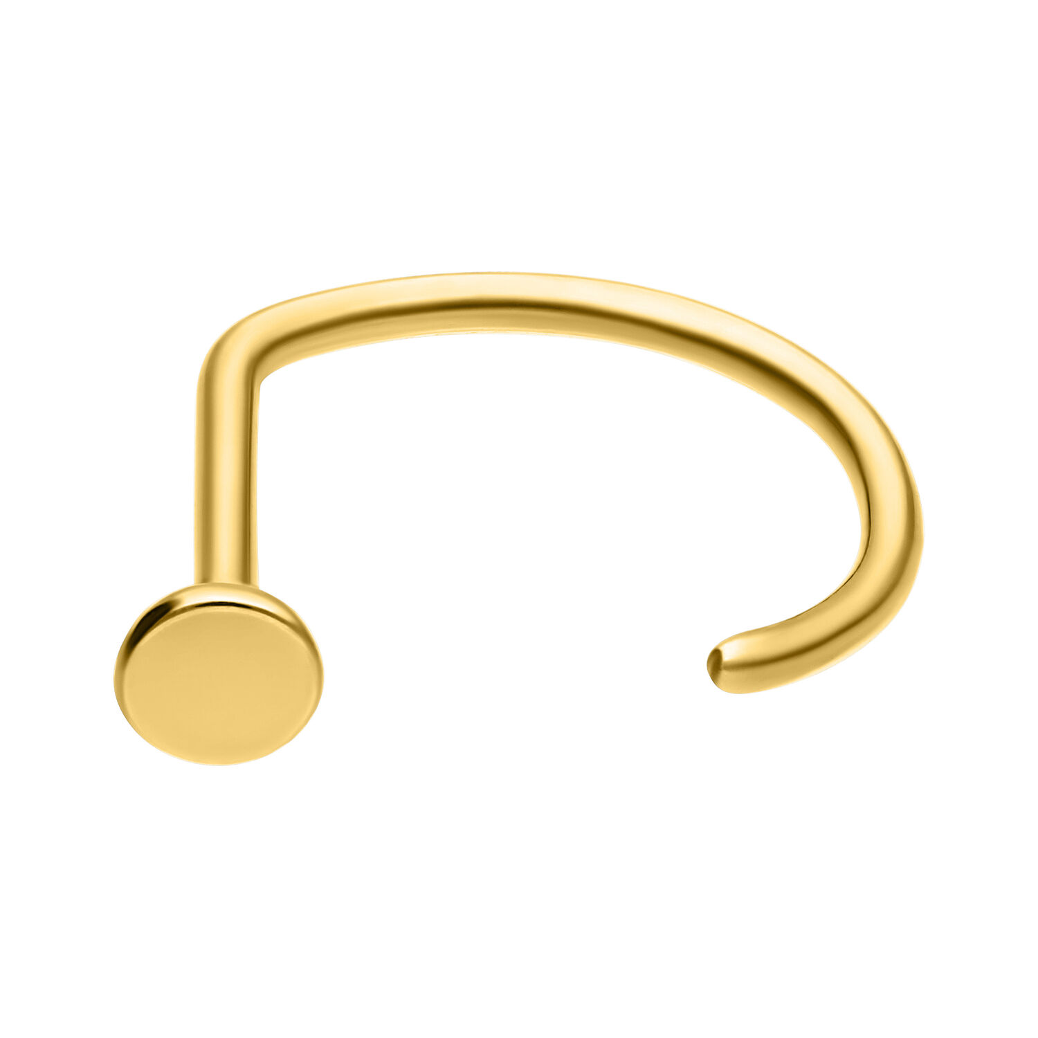 Goldener Nasenstecker 1,0 mm, 9,0 mm Goldener Titan Nasenstecker in L-Form auf weißem Hintergrund
