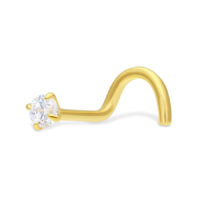 Goldener Nasenstecker mit klarem Kristall auf weißem Hintergrund