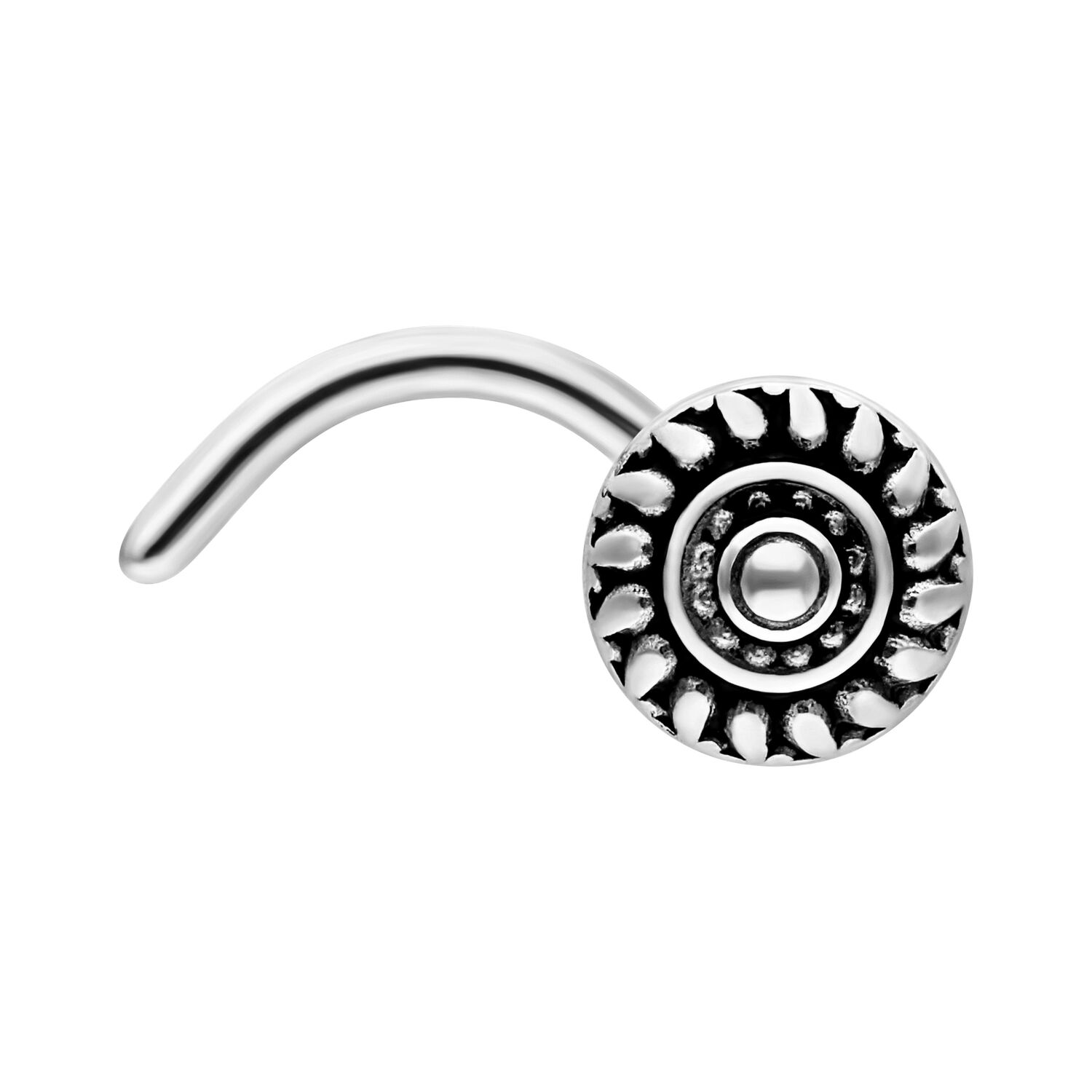 Tribal Nasenstecker aus Silber, 0,8 mm Silberner Tribal Nasenstecker aus Chirurgenstahl mit gebogenem Stab