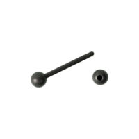 Titan Barbell in Graphit mit Außengewinde Graphitfarbener Titan Barbell mit Kugel und Außengewinde auf weißem Hintergrund