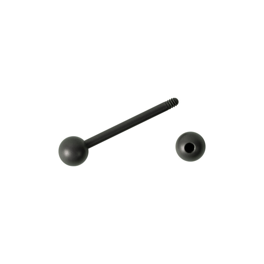 Basic Barbell aus Titan in Graphit Graphitfarbene Titan Barbell mit Außengewinde und Kugel auf weißem Hintergrund