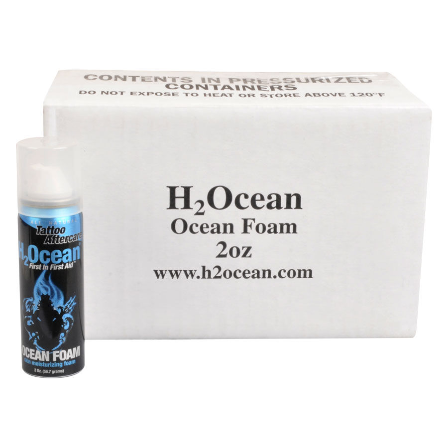 H2Ocean Tattoo Pflege Schaum 60 ml Box H2Ocean Tattoo Pflege Schaumflasche 60 ml vor weißer Box