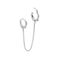Glitzernde Helix-Piercing-Kette in Silber Silberner Helix-Piercingring mit Glitzersteinen und langer Kette