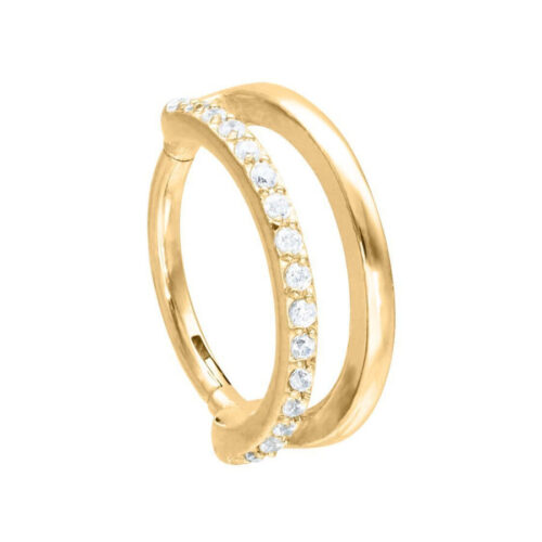 Goldener Piercingring mit Kristallen, 12mm Innendurchmesser