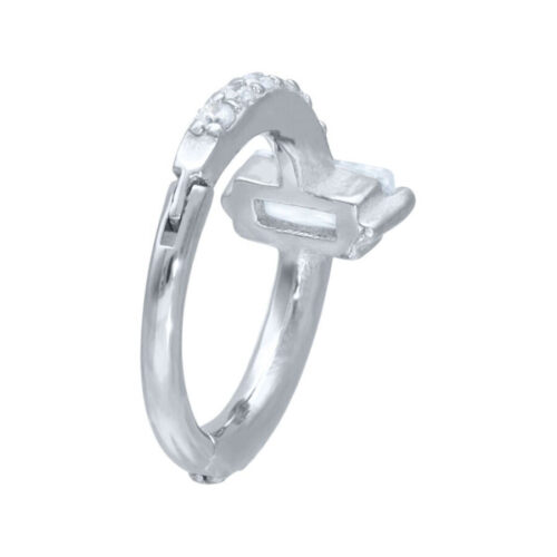 Silberner Piercingring aus Chirurgenstahl mit klaren Kristallen