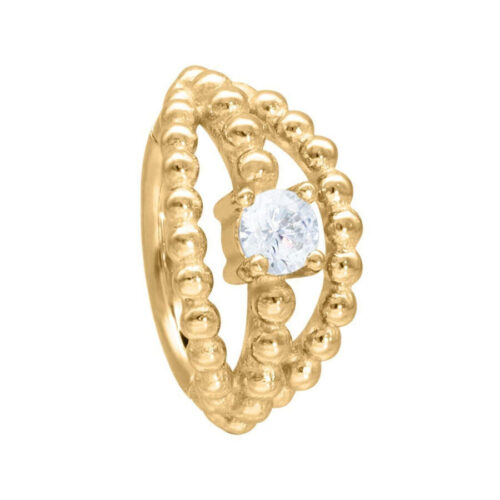 Goldener Royality Clicker mit 12 mm Innendurchmesser und klarem Kristall auf weißem Hintergrund