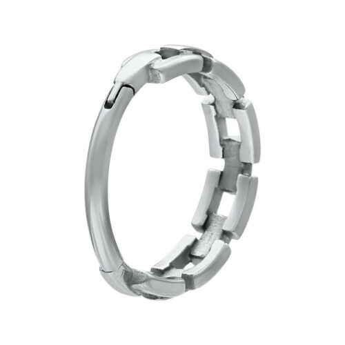 Silberner Chain Links Clicker aus Chirurgenstahl auf weißem Hintergrund