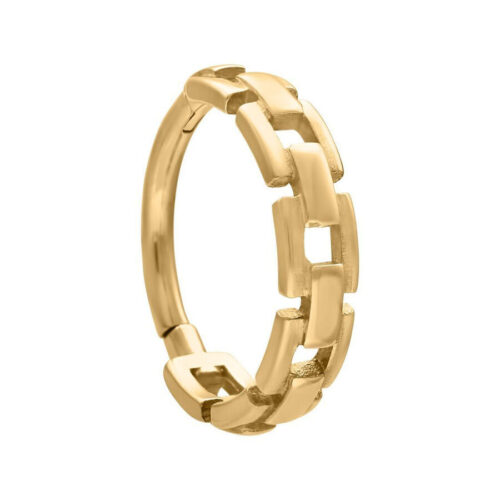 Goldener Chain Links Clicker mit 11,0 mm Innendurchmesser auf weißem Hintergrund