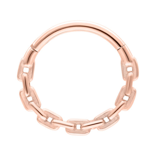 Roségoldener Anchor Chain Clicker mit 12mm Innendurchmesser auf weißem Hintergrund